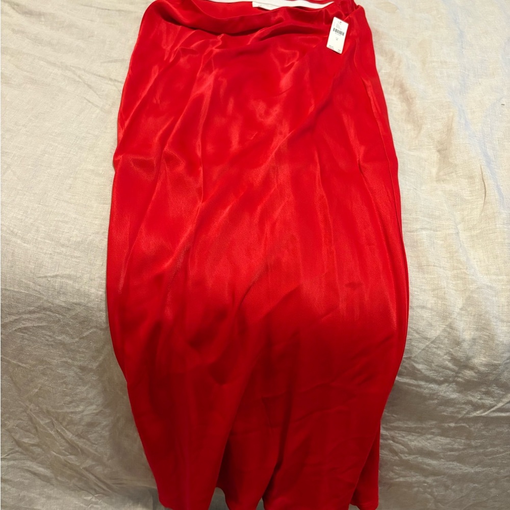 Anthropologie Vibrant Red Midi Skirt